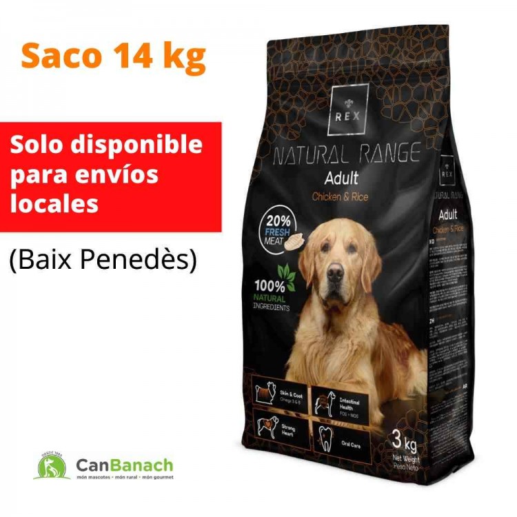 REX DOG NATURAL RANGE ADULT CHICKEN & RICE SACO DE 14 KG REX DOG NATURAL RANGE ADULT CHICKEN & RICE SACO DE 14 KG
