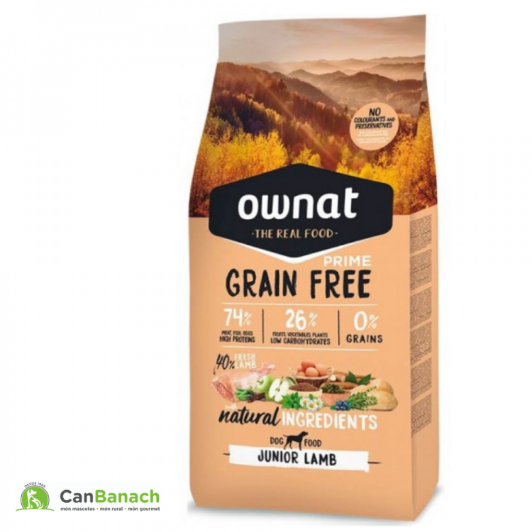 Ownat dog prime grain free junior con cordero saco 14 Kilos Ownat dog prime grain free junior con cordero saco 14 Kilos