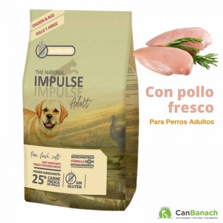The Natural Impulse Dog Adult Chicken saco 12 Kilos - Pienso Para Perros Adultos Monoproteico