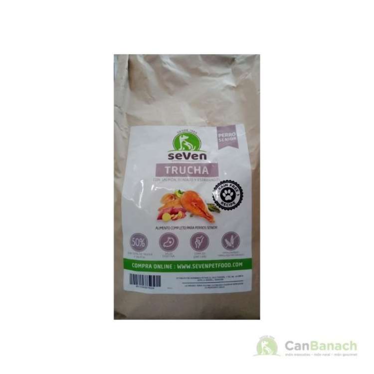 seVen - Perro Senior Grain Free de Trucha de Salmón con Boniato y Espárragos 12 kilos seVen - Perro Senior Grain Free de Trucha de Salmón con Boniato y Espárragos 12 kilos